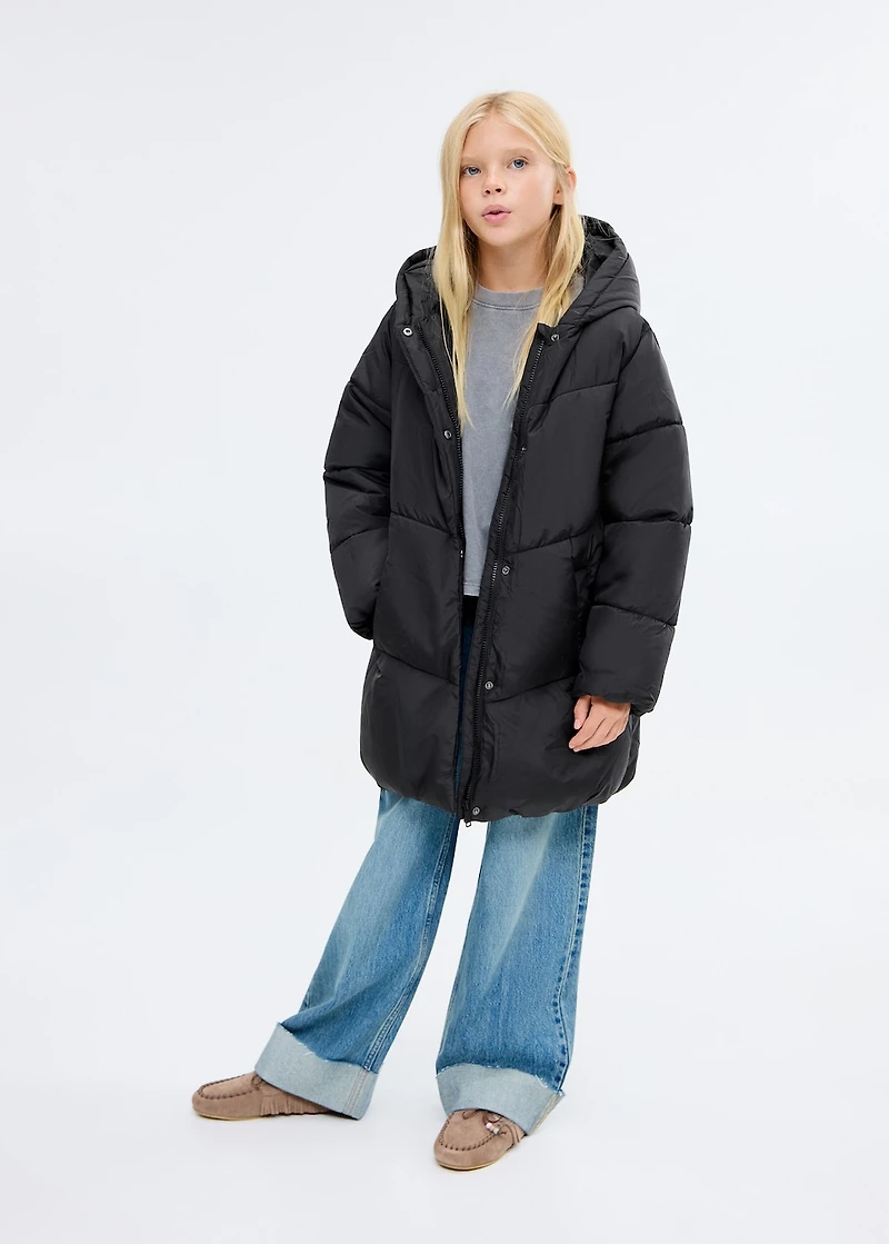 Hood puffer coat