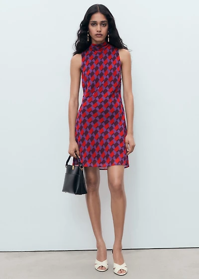 Printed dress with bow detail