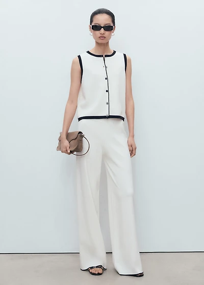 Knitted vest with contrast detail