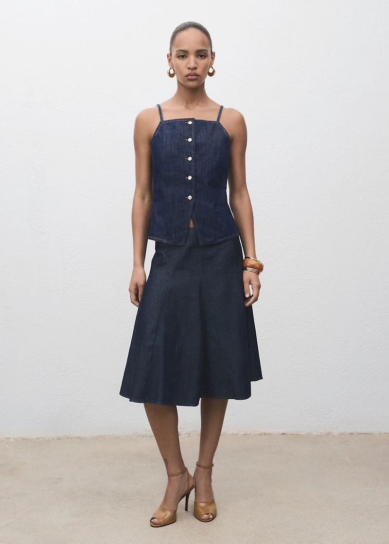 Pleated denim skirt