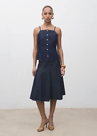 Pleated denim skirt