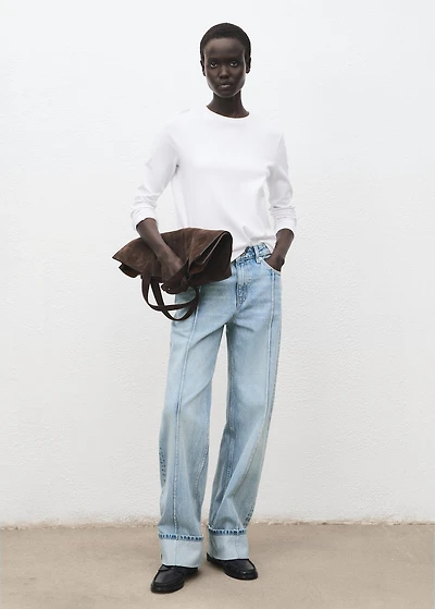 Wide-leg jeans with turn-up hem