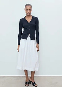 Ribbed lapel cardigan
