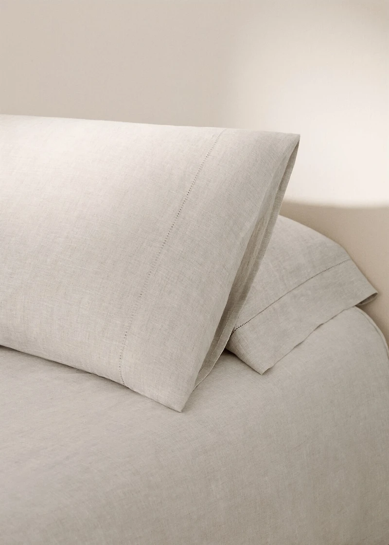 Washed linen pillowcase with hemstitch 45x110 cm