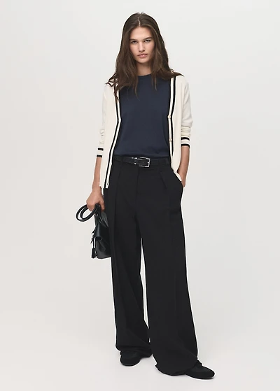 Cardigan with contrasting stripes