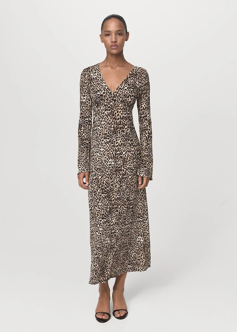 Printed V-neck dress