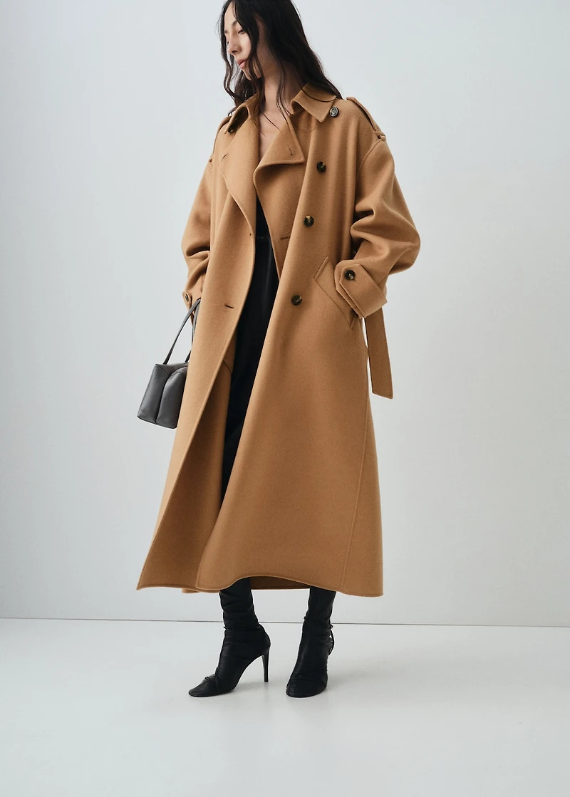 Double-breasted wool coat