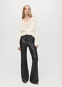 Faux-leather flared trousers