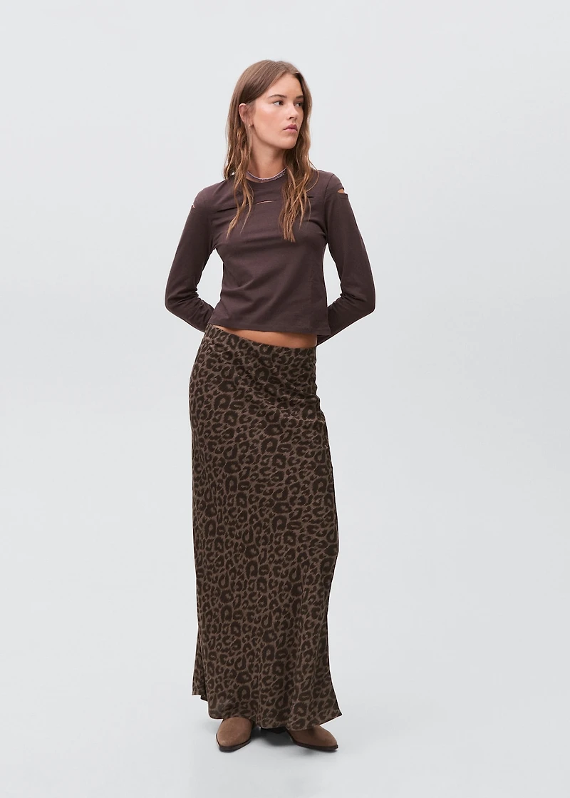 Long leopard-print skirt