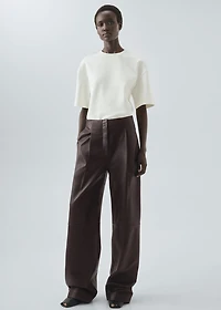 100% leather straight-leg pants