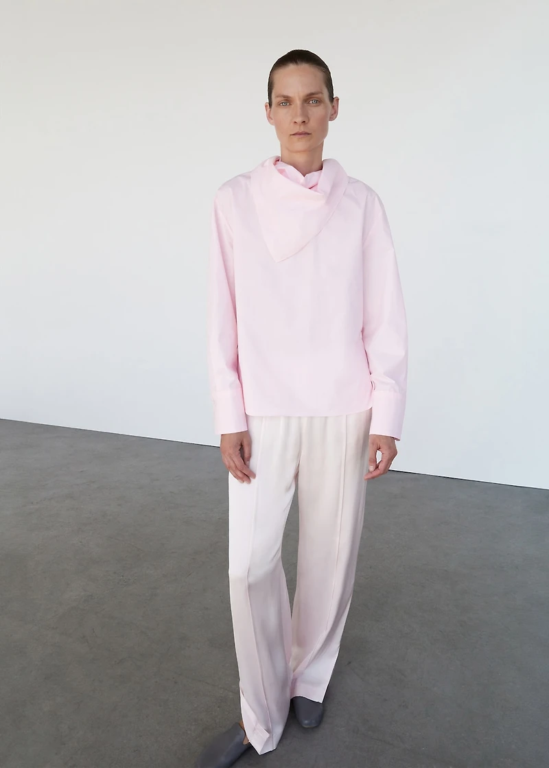 Poplin blouse with handkerchief