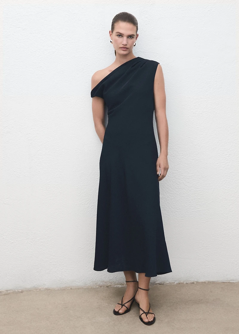 A-line dress with asymmetrical neckline