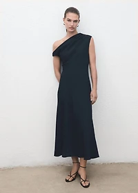 A-line dress with asymmetrical neckline