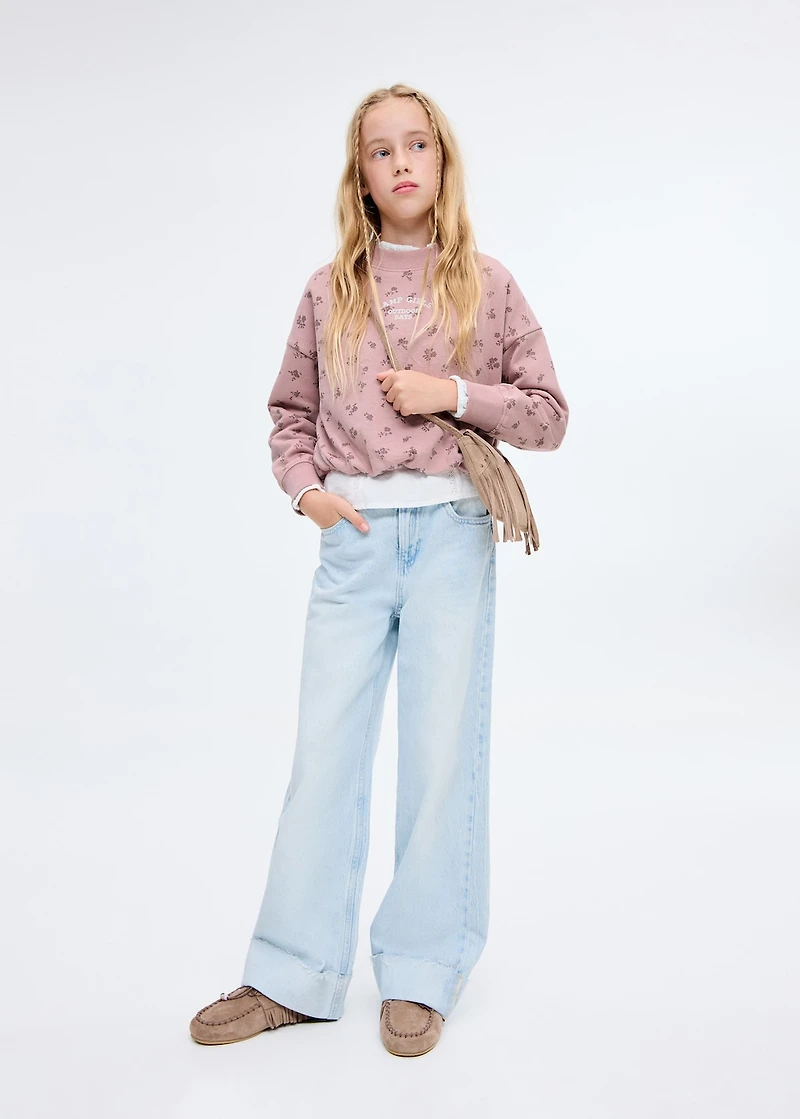 Embroidered sweatshirt with floral pattern