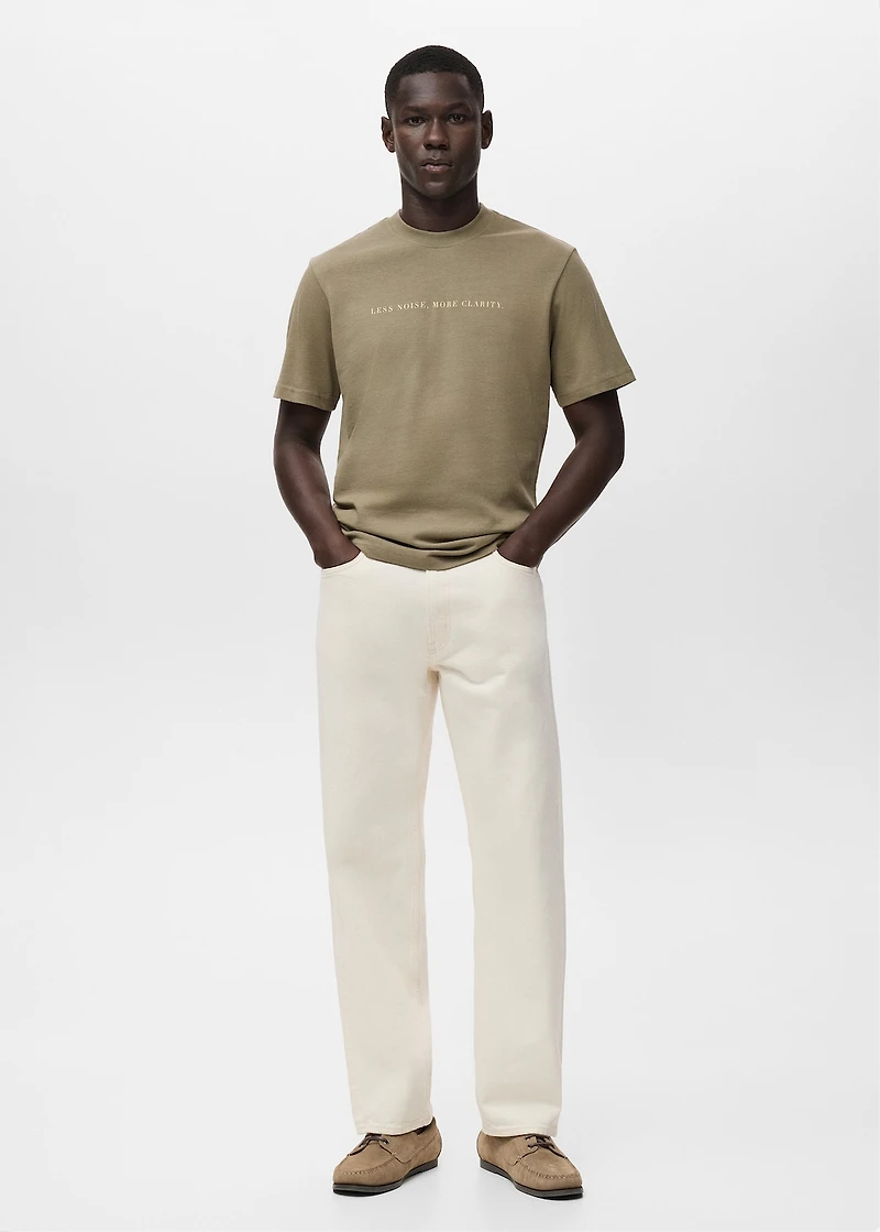 100% cotton t-shirt text