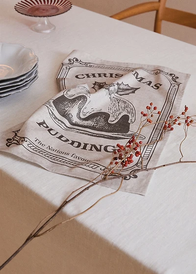Kitchen cloth with Christmas pudding print