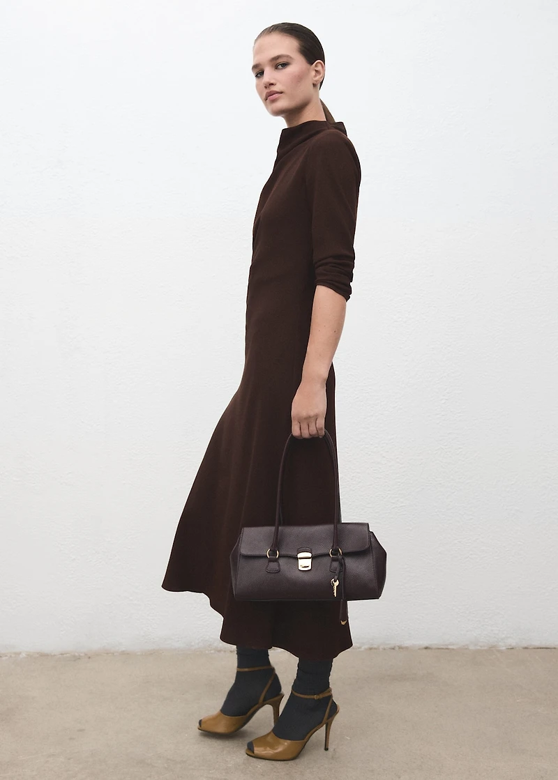 Ruched dress with draped neckline