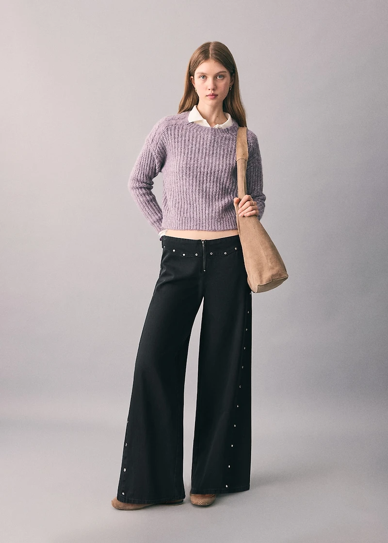 Wide leg jeans with studs