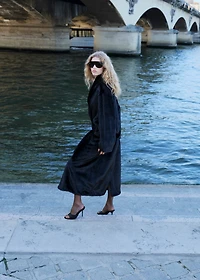 Faux-fur coat with belt