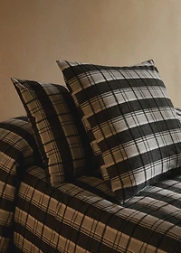 Flannel cotton melange-yarn pillowcase with check pattern 60x60 cm