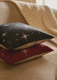 Cotton cushion cover with star print and piping 50x50 cm