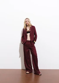 Linen suit pants with frayed ends