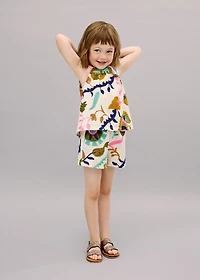 Embroidered linen shorts