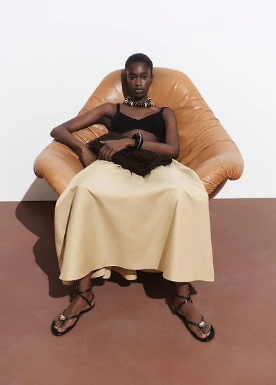 Leather strap sandals with metallic detail