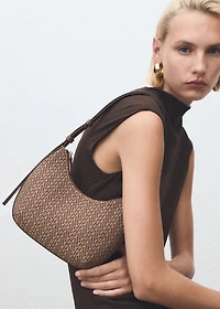 Jacquard shoulder bag with logo