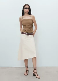 Asymmetrical cotton midi-skirt