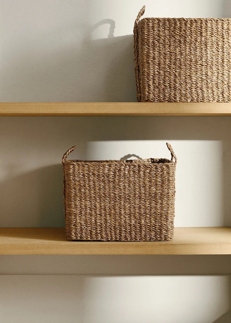 braided seagrass basket with handles