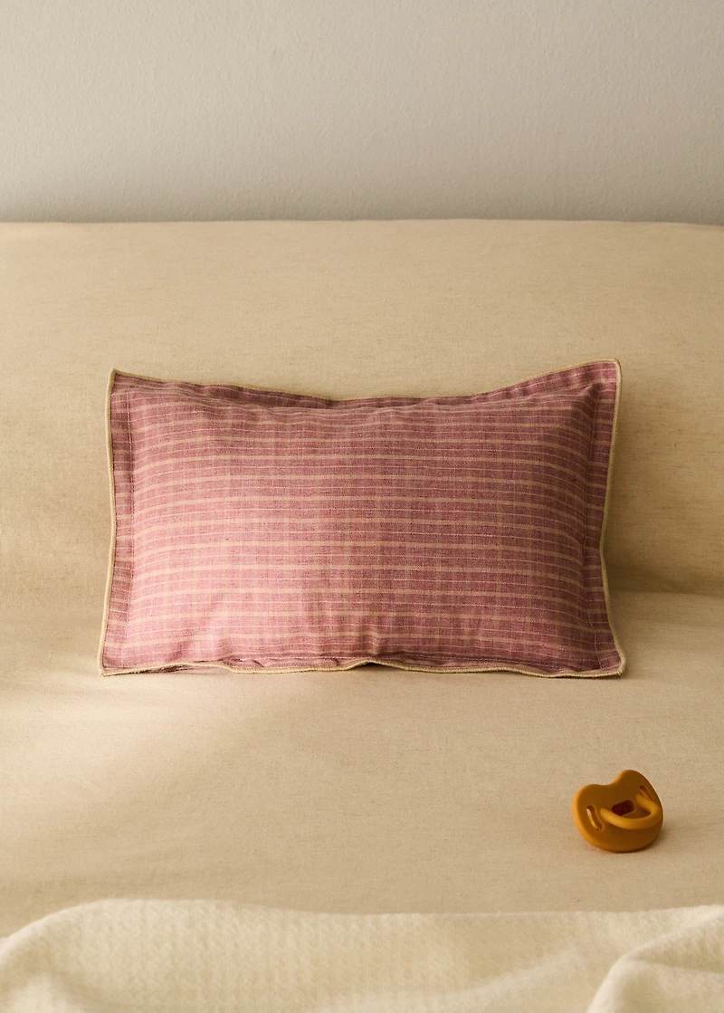 Children's cushion cover with checked pattern and overlock stitching 7.87x11.81