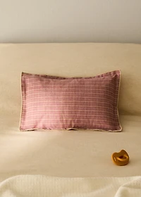 Children's cushion cover with checked pattern and overlock stitching 7.87x11.81