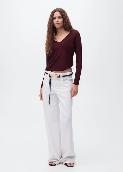 V-neck lurex sweater