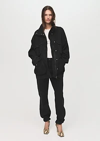 Oversized denim barn jacket with pockets