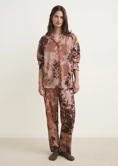 Pajama shirt with blurred print