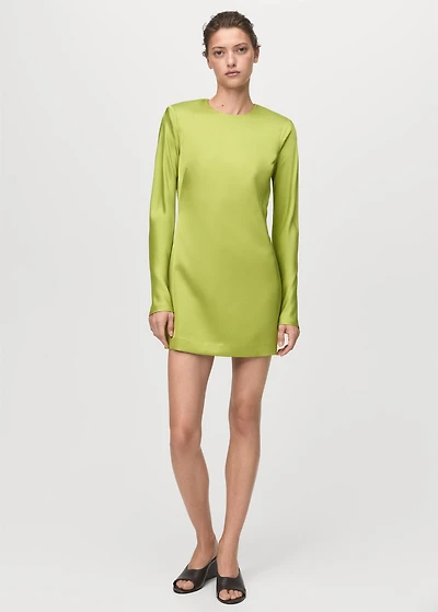 Open-back satin-effect dress