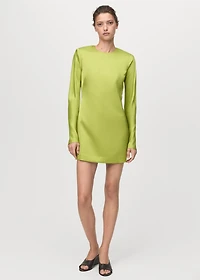 Open-back satin-effect dress