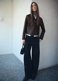 Faux-leather jacket with pockets