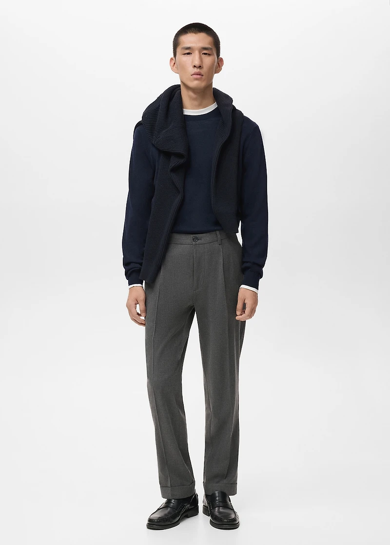 Regular-fit pleated flannel pants