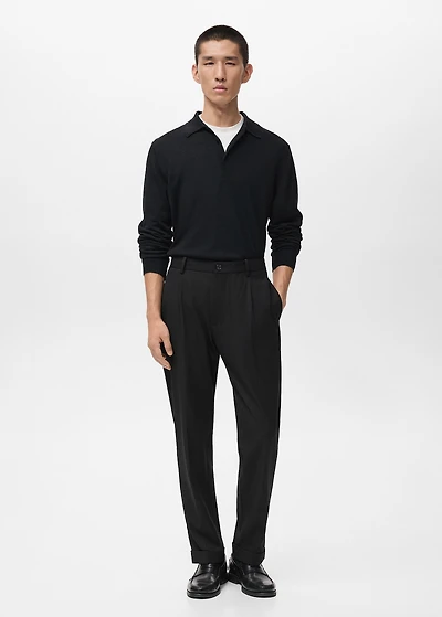 Regular-fit pleated flannel pants