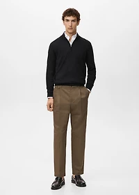 100% merino wool sweater with perkins collar