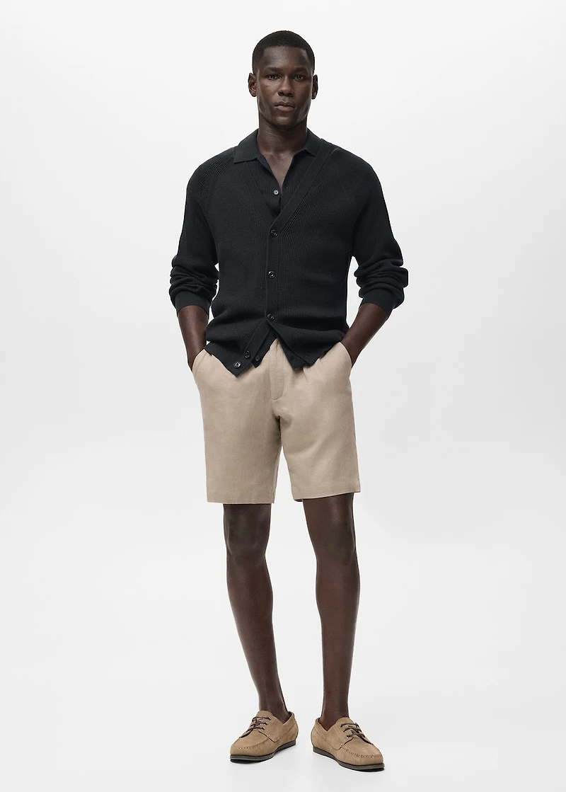 Linen-cotton blend Bermuda short