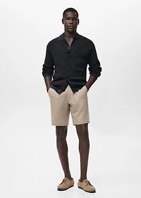 Linen-cotton blend Bermuda short