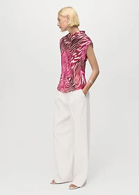 Satin blouse with draped neck