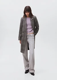 Check wool-blend coat