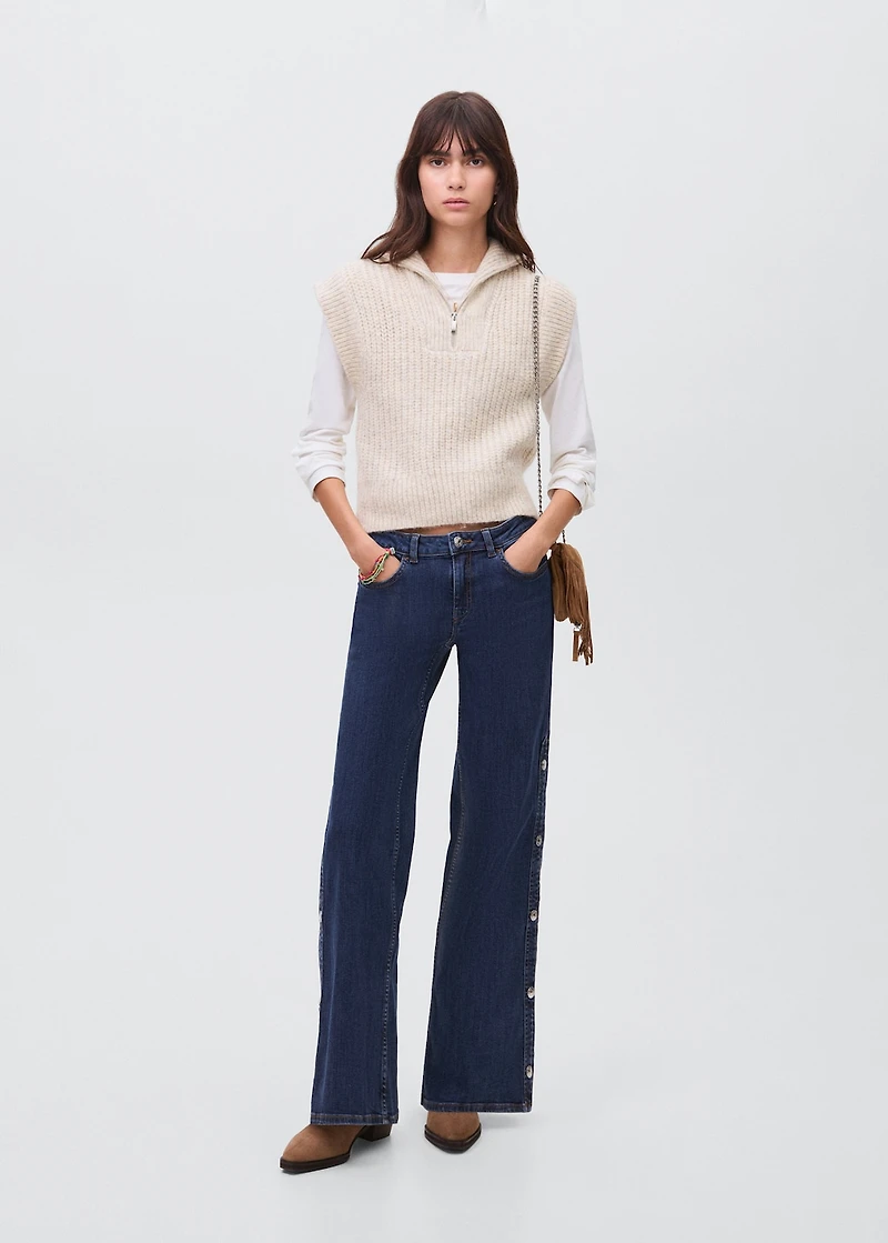 Perkins-neck knitted vest