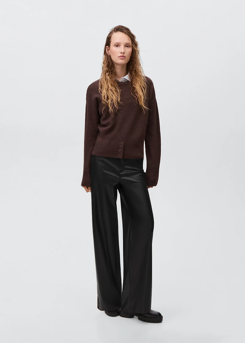 Straight leather-effect pants