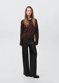 Straight leather-effect pants