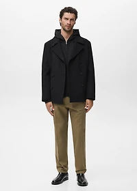 Wool double-breasted coat with buttons